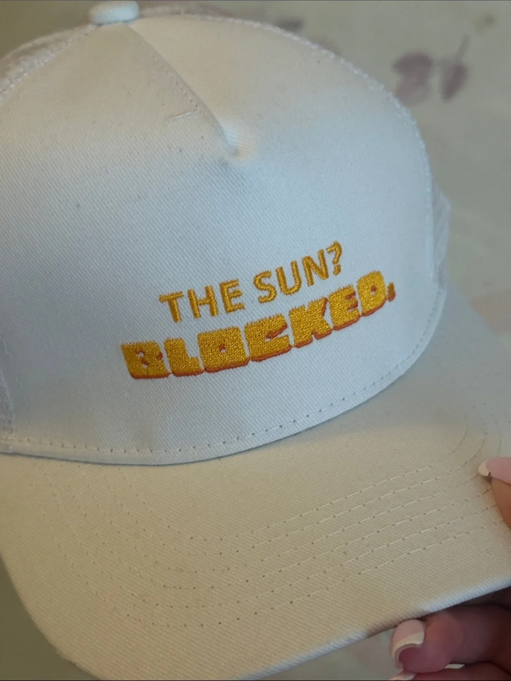 Solovegan Skincare Trucker Hat with Yellow Embroidery